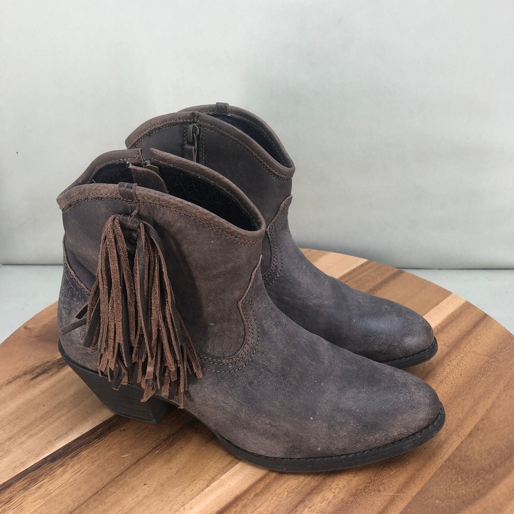 Ariat Duchess Western Booties Brown Leather Ankle Boots Side Zip Womens Size 8 B